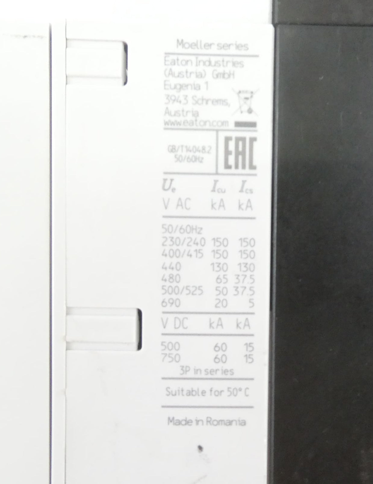 EATON GB/T14048.2 + NZM2 + XS-L LEISTUNGSSCHALTER S/N: 07M1853HI