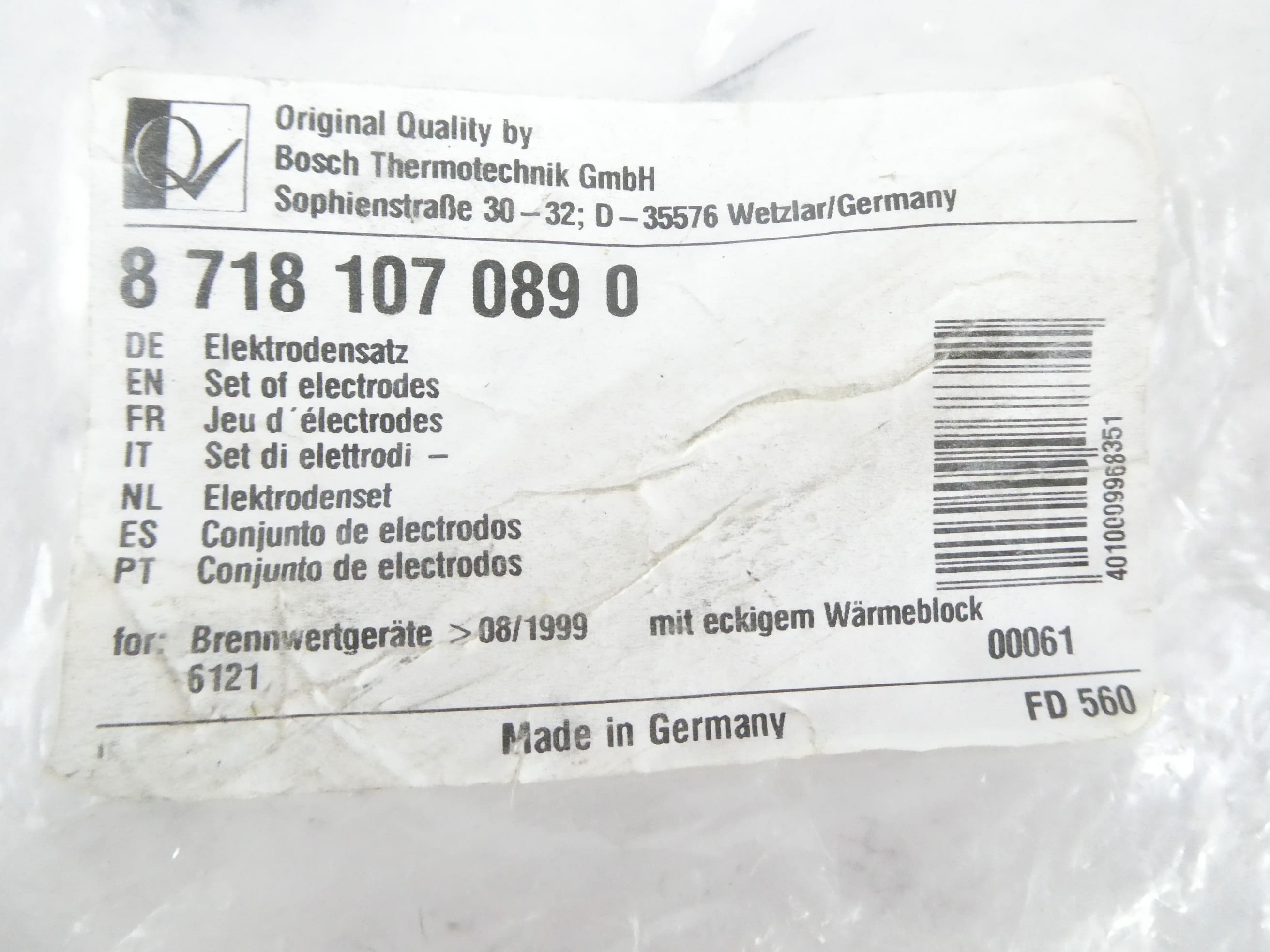 BOSCH 87181070890 ELEKTRODENSATZ