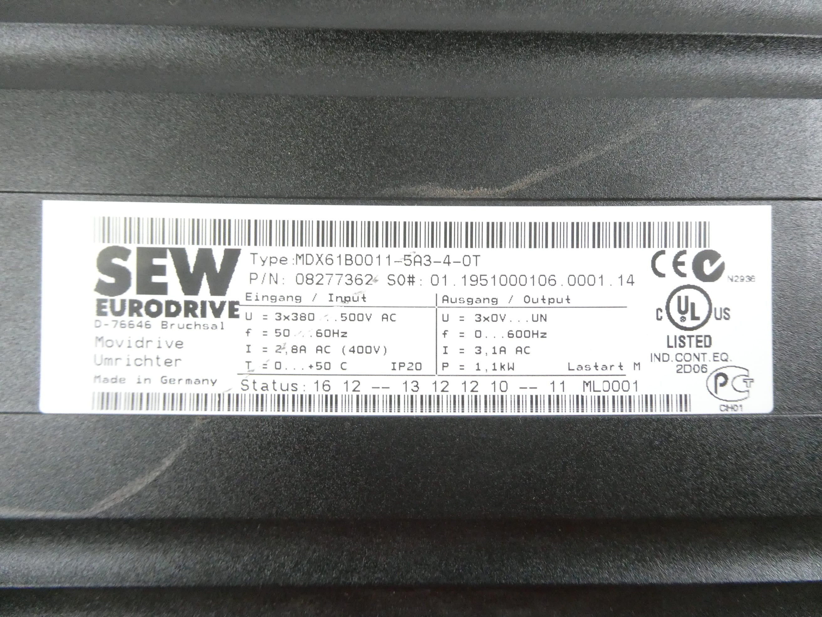 SEW EURODRIVE MDX61B0011-5A3-4-0T MOVIDRIVE FREQUENZUMRICHTER
