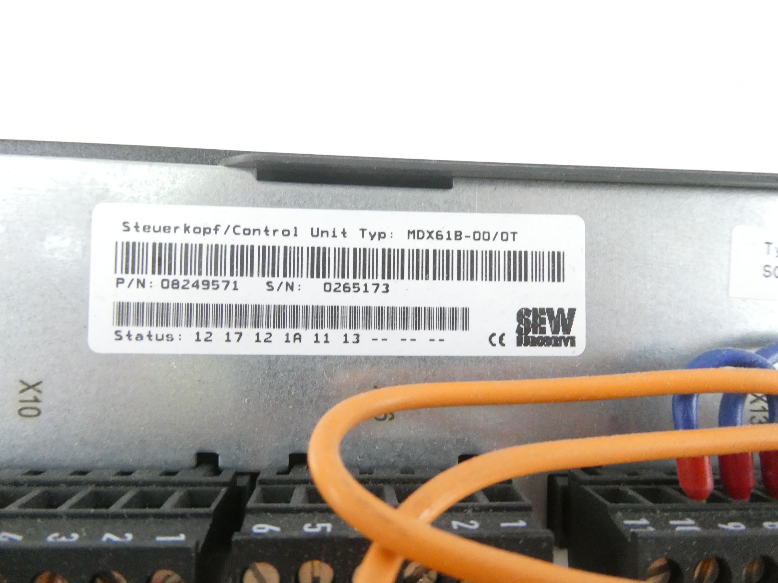 SEW EURODRIVE MDX61B0075-5A3-4-0T MOVIDRIVE FREQUENZUMRICHTER + MDX60A0074-5A3-4-00 STEUERKOPF S/N: 0714330