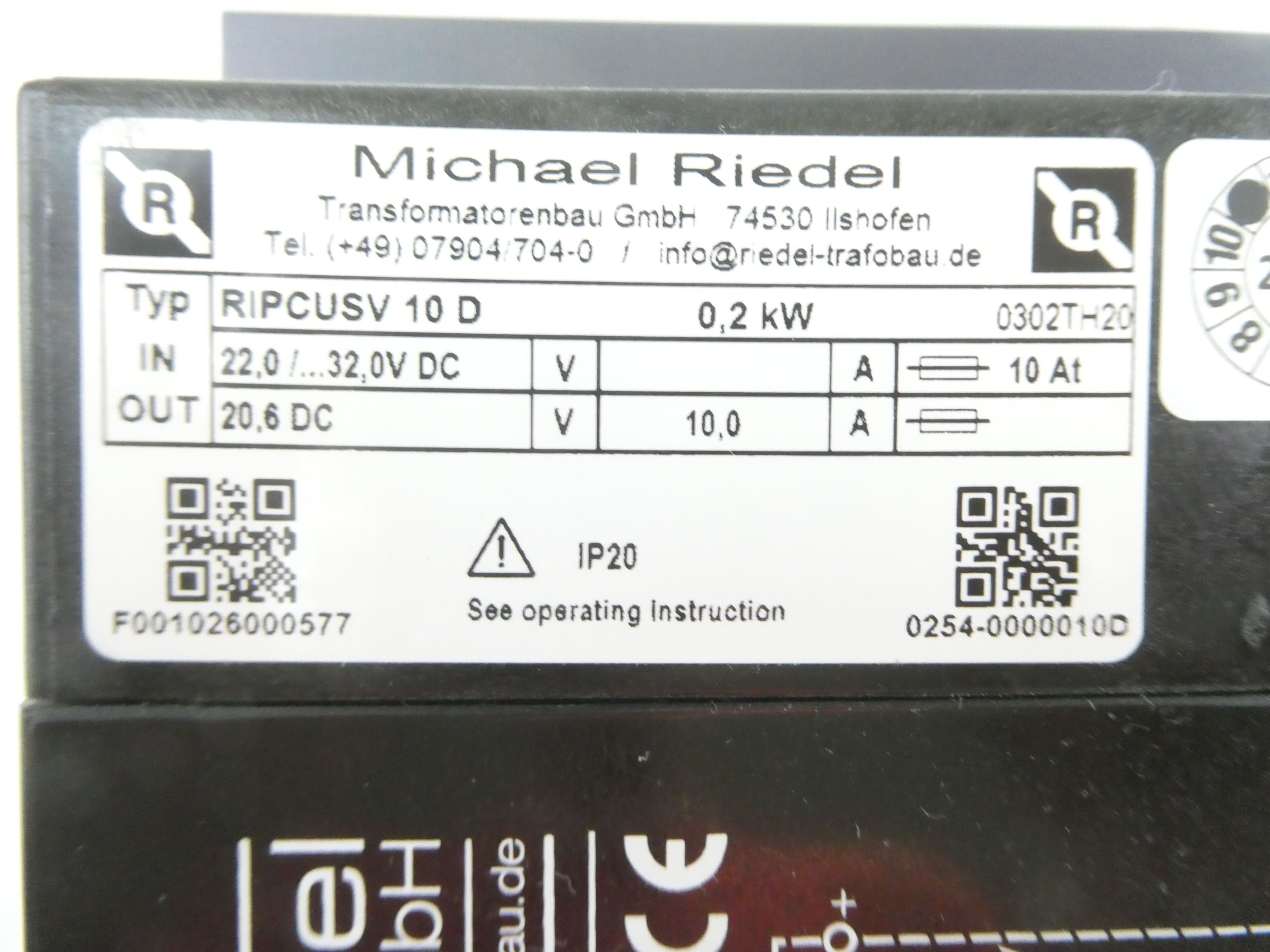 MICHAEL RIEDEL RIPCUSV 10 D DC-USV-MODUL 10A/20,6V IPV-SCHNITTSTELLE