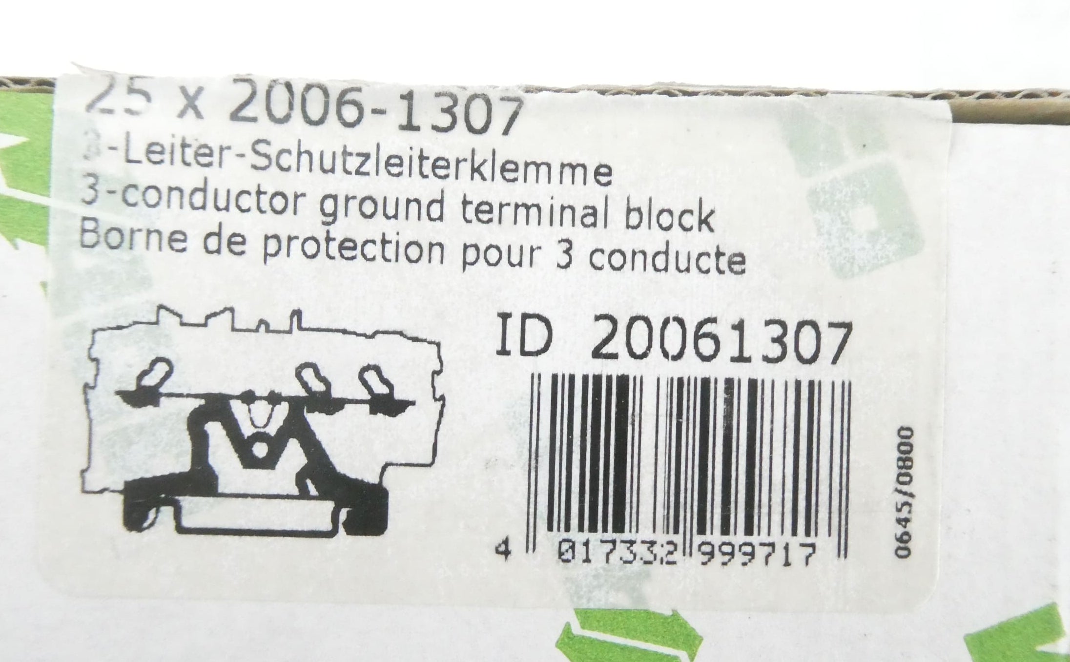 25x WAGO 2006-1307 3-LEITER-SCHUTZLEITERKLEMME set of 25