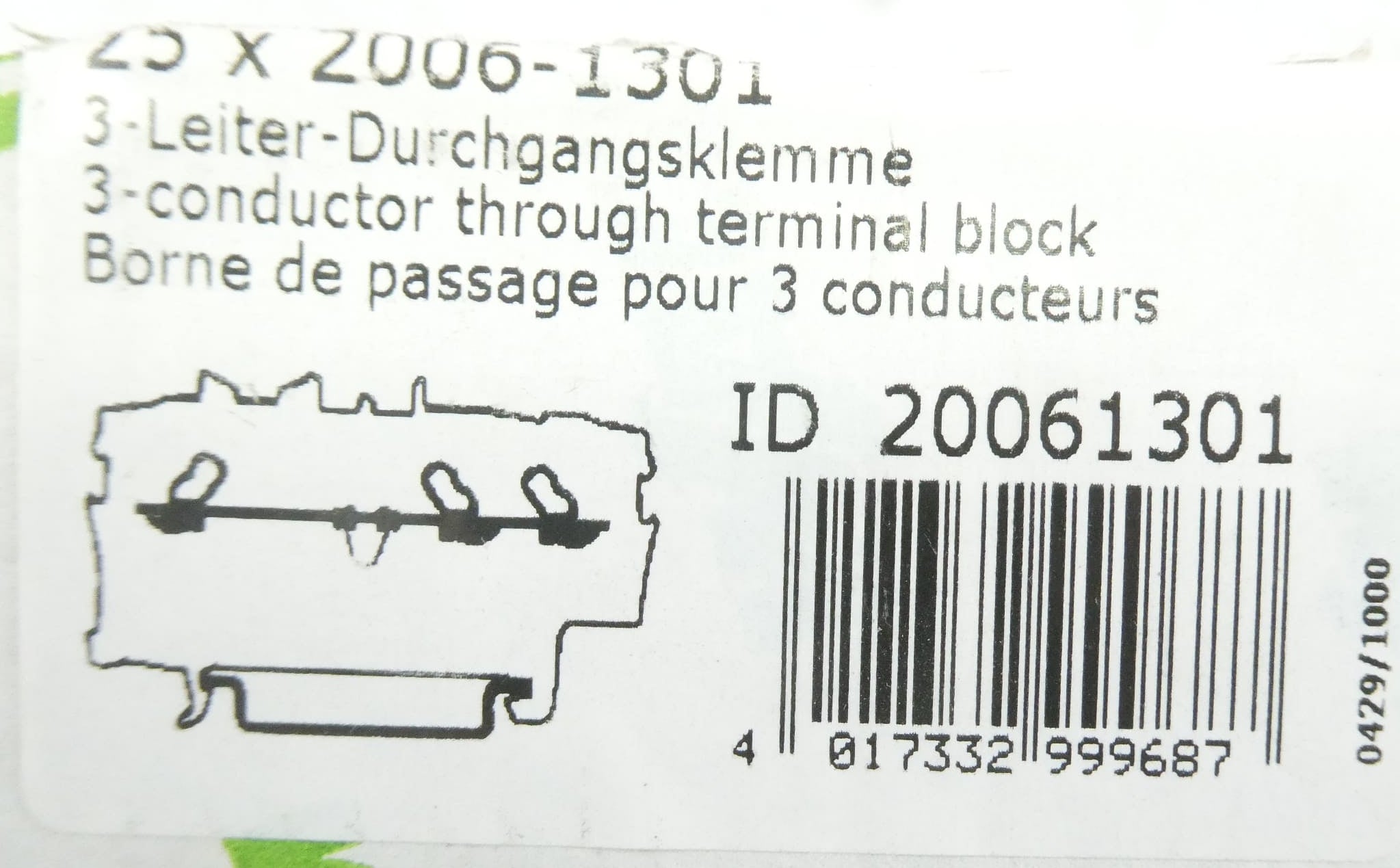 32x WAGO 2006-1301 3-LEITER-DURCHGANGSKLEMME set of 32