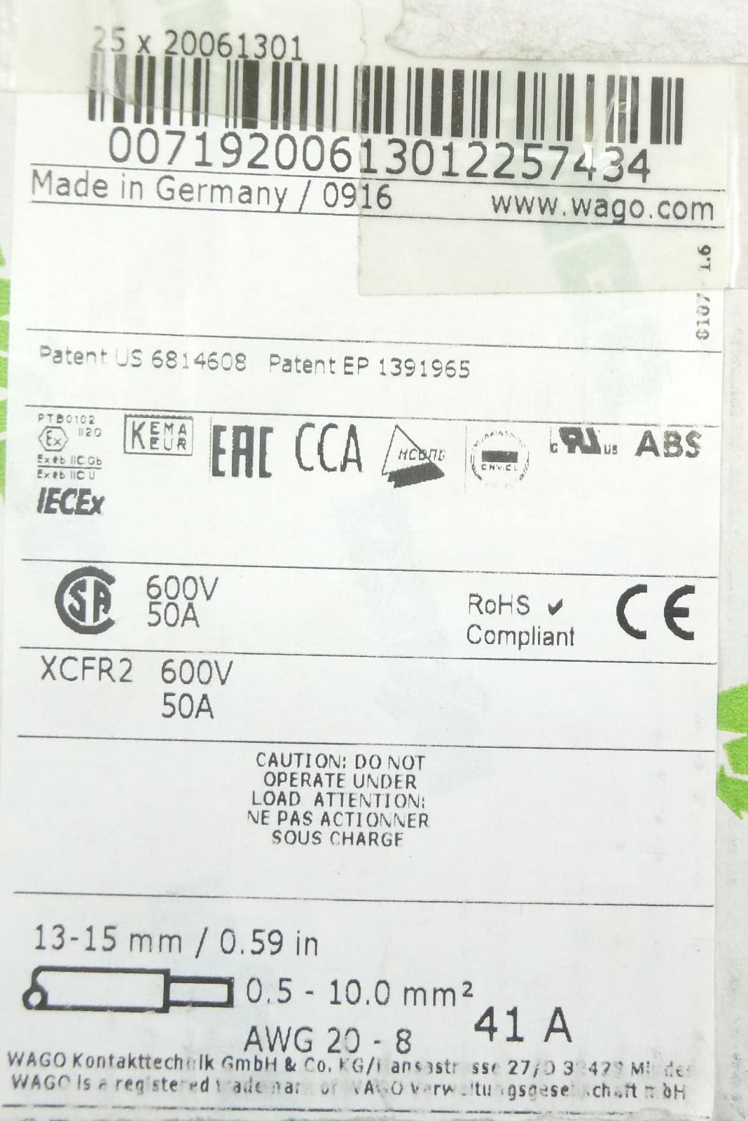 32x WAGO 2006-1301 3-LEITER-DURCHGANGSKLEMME set of 32