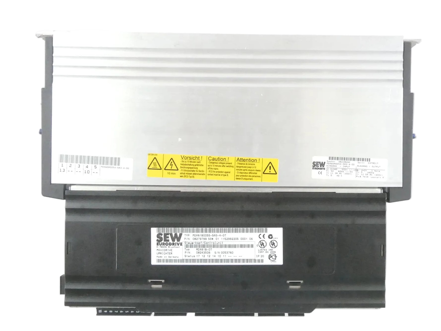 SEW EURODRIVE MDX61B0055-5A3-4-0T MOVIDRIVE FREQUENZUMRICHTER + MDX60A0054-5A3-4-00 STEUERKOPF S/N: 0379017