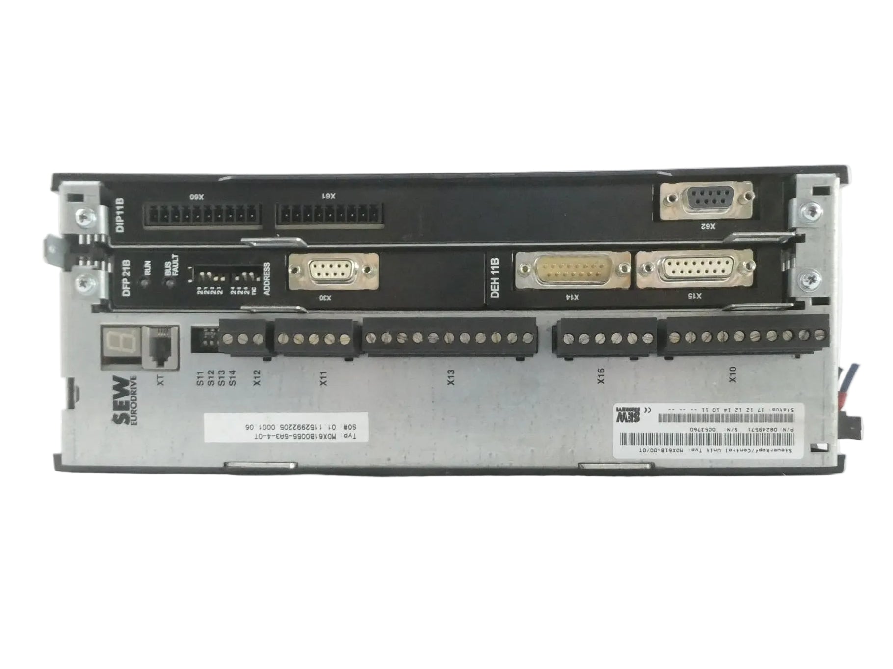 SEW EURODRIVE MDX61B0055-5A3-4-0T MOVIDRIVE FREQUENZUMRICHTER + MDX60A0054-5A3-4-00 STEUERKOPF S/N: 0379017