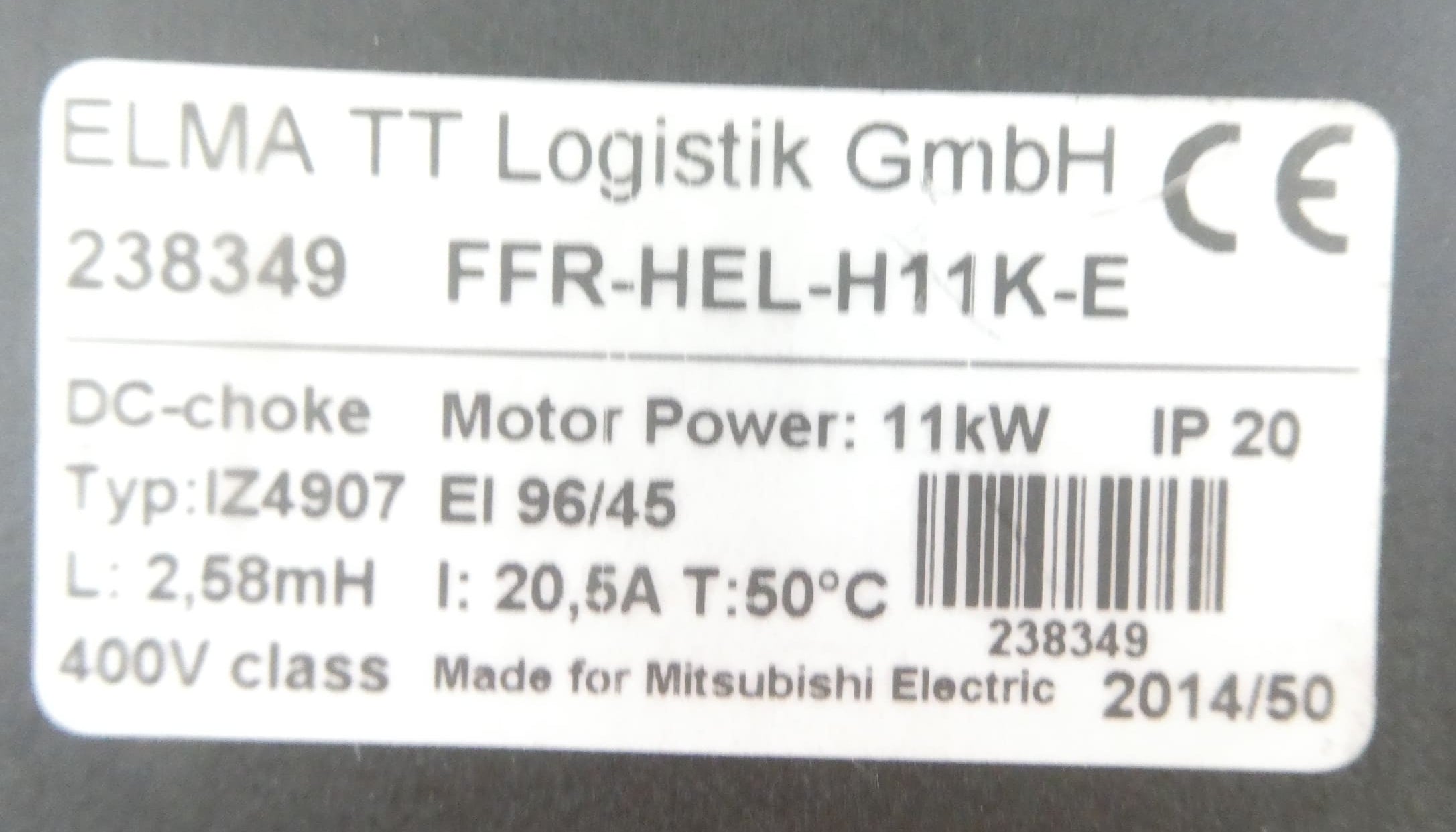 ELMA FFR-HEL-H11K-E 238349 DC LINK CHOKE