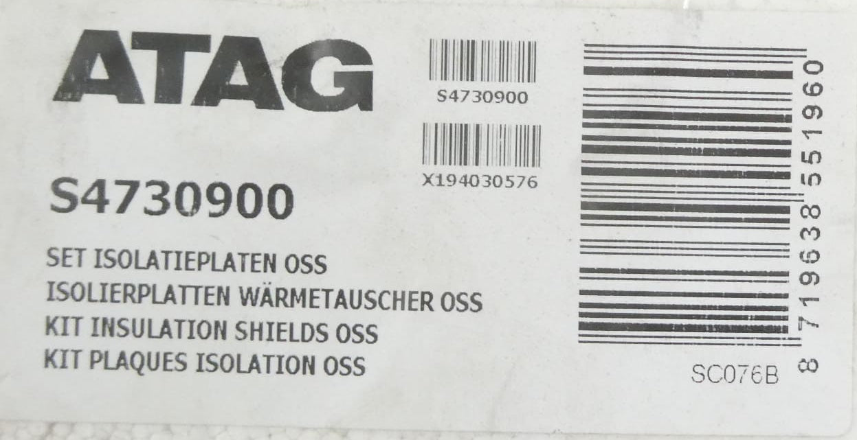 ATAG S4730900 ISOLIERPLATTEN WÄRMETAUSCHER OSS