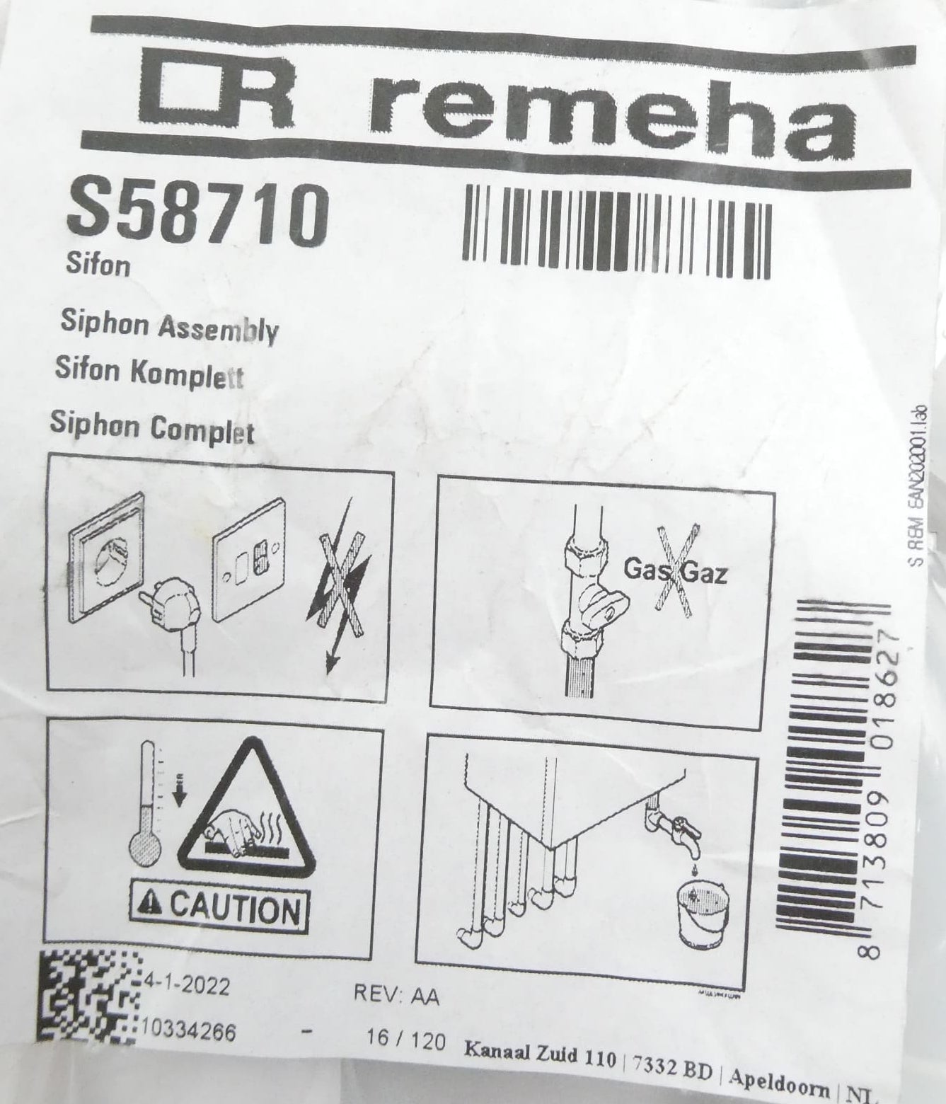 REMEHA S58710 SIFON KOMPLETT