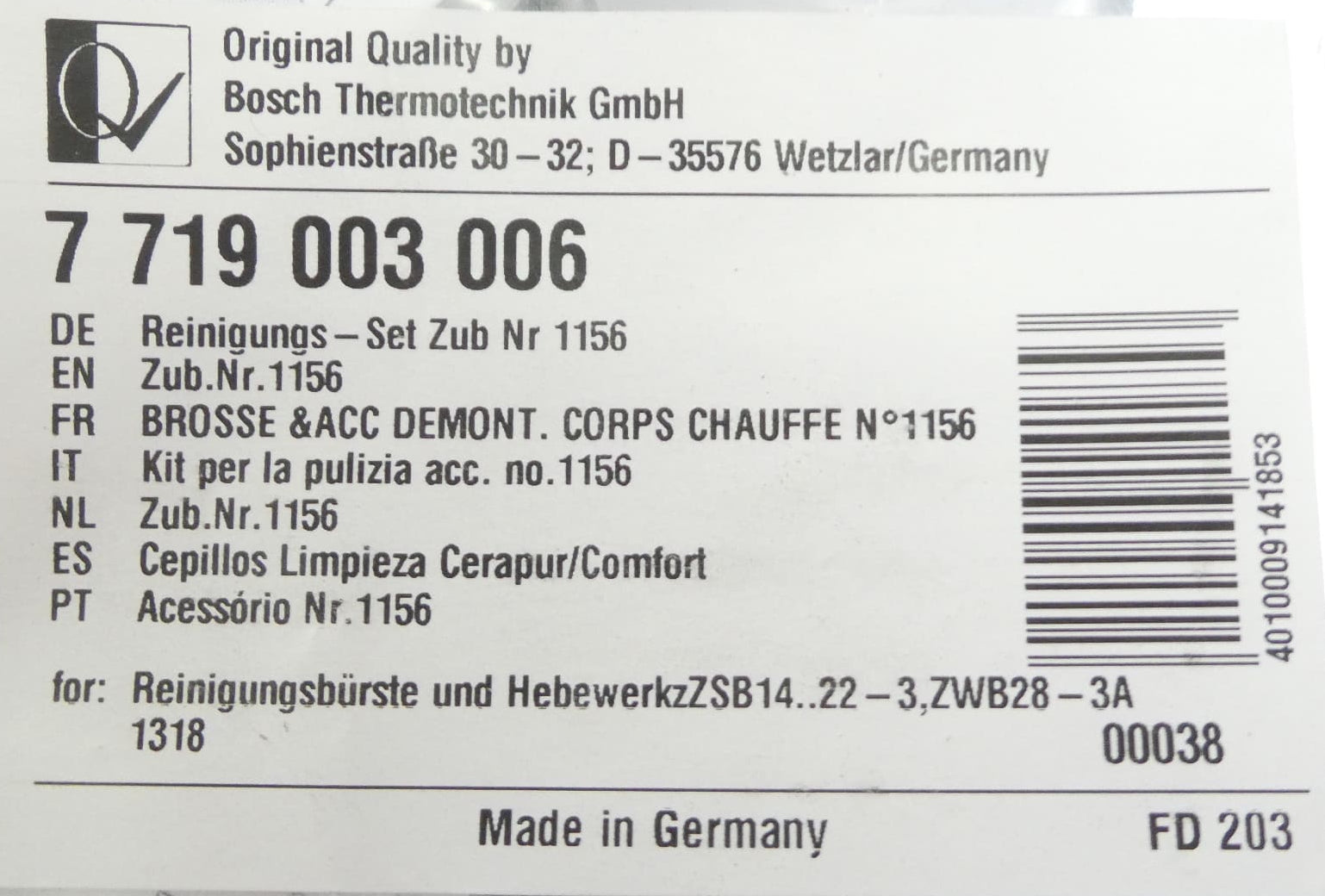 Bosch 7719003006 Reinigungsset , Bürste und Hebewerkzeug