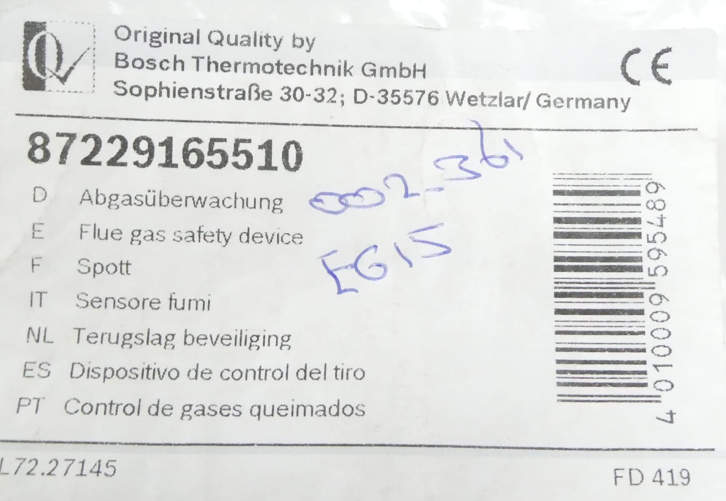 Bosch 87229165510 Abgasüberwachung