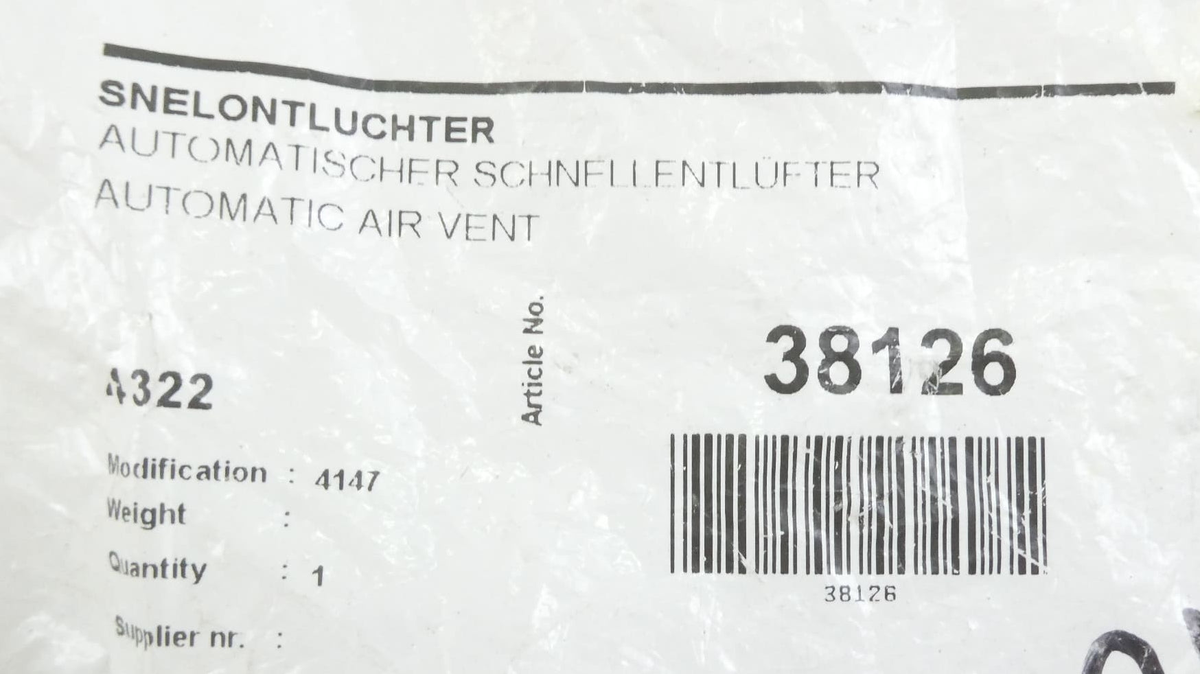 Nefit 38126 Schnellentlüfter