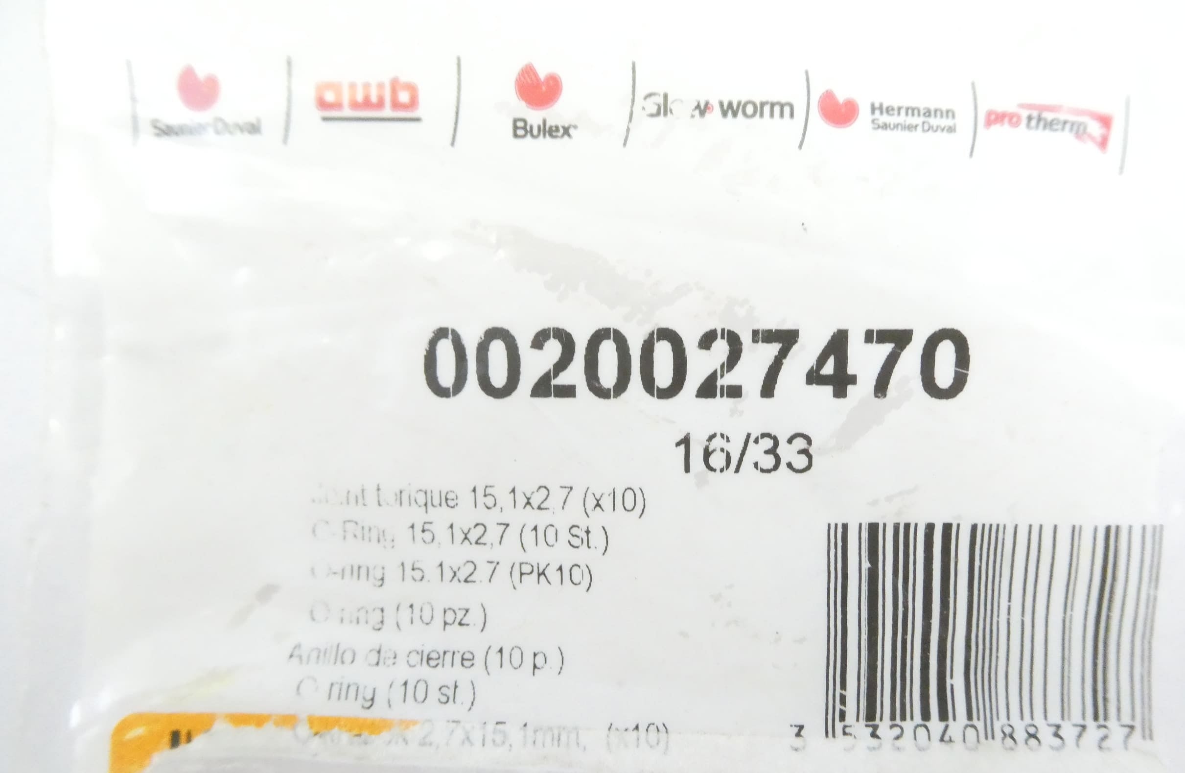 Saunier Duval 0020027470 O-Ring 15,1x2,7 set of 10