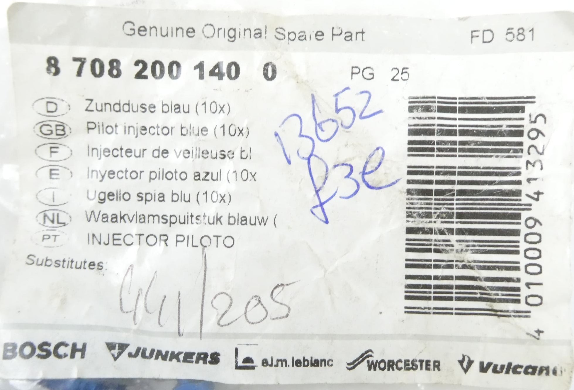 Bosch 87082001400 Zünddüse blau set of 10 (Kopie)