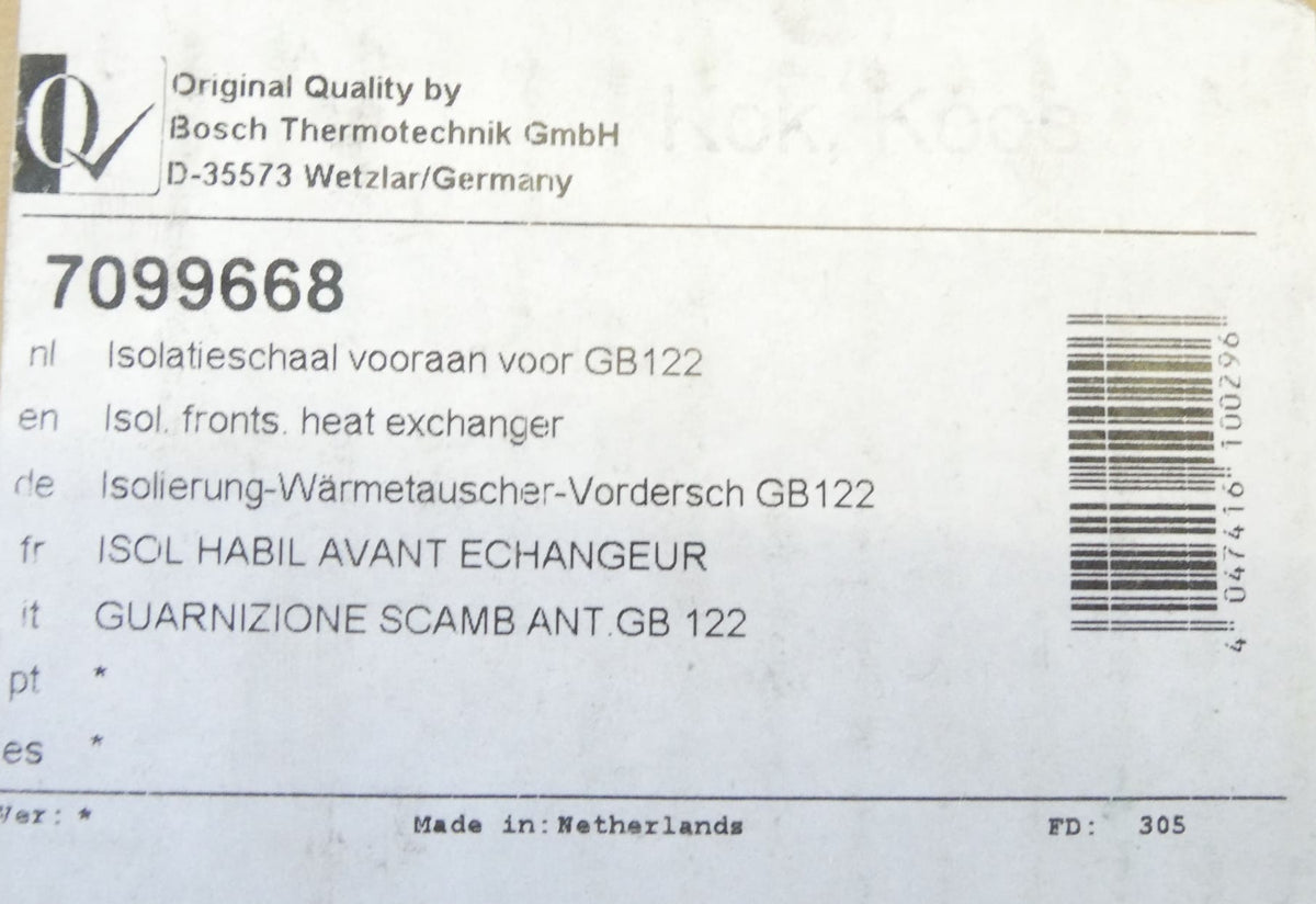 Buderus 7099668 Isolierung Wärmetauscher Vorderseite