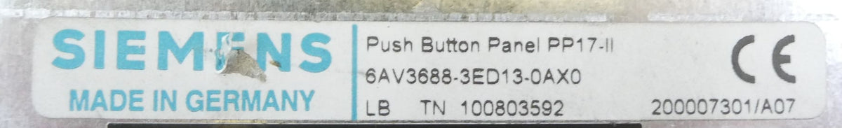 Siemens 6AV3688-3ED13-0AX0 Push Button Panel SIMATIC PP17-II