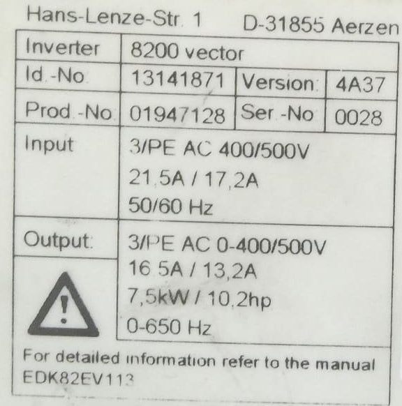 Lenze 13141871 Frequenzumrichter E82EV752_4C