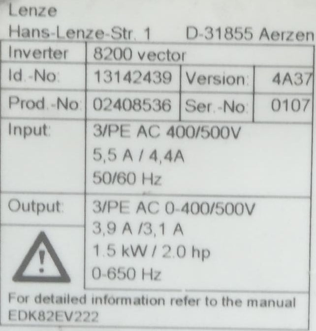 Lenze 13142439 Frequenzumrichter E82EV152_4C
