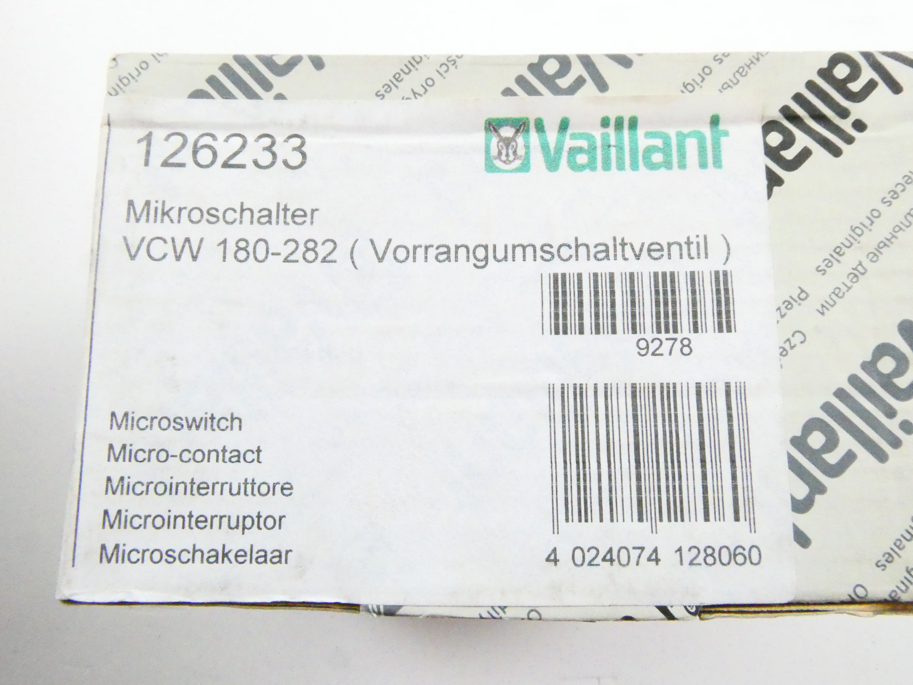 Vaillant Mikroschalter 12-6233 / 126233 – Neu, Geöffnete Lagerware – OVP