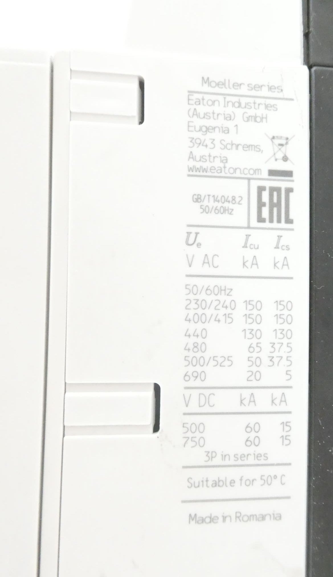 EATON GB/T14048.2 + NZM2 + XS-L LEISTUNGSSCHALTER S/N: 01M1943E2