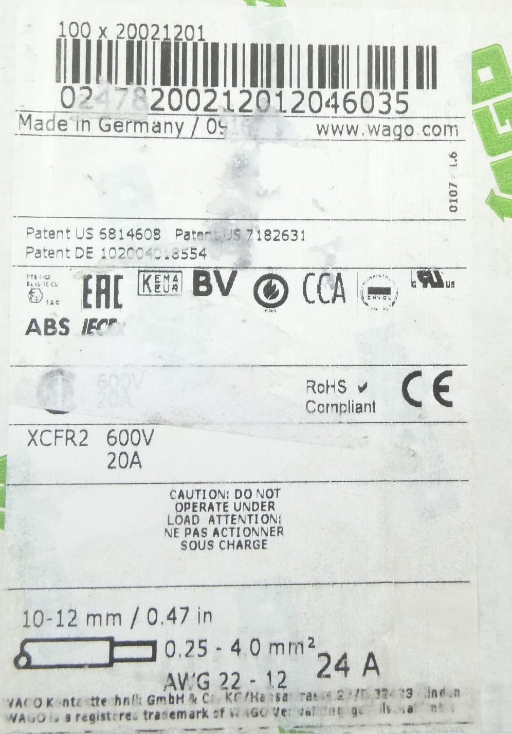 41x WAGO 2002-1201 2-LEITER-DURCHGANGSKLEMME set of 41