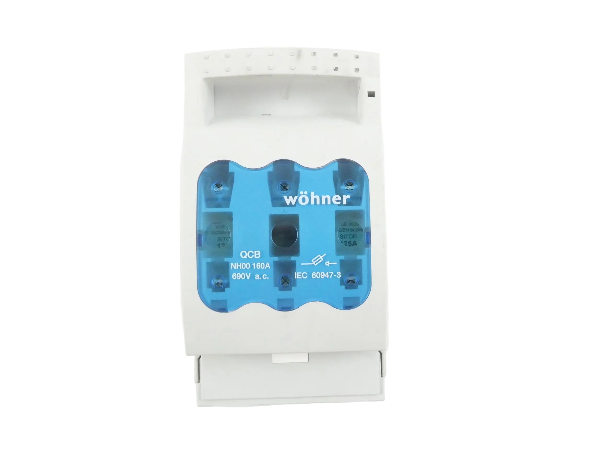 WÖHNER QCB-NH00 NH-SICHERUNGS-LASTTRENNSCHALTER 160A + 2x SIEMENS 3NE8022-1 SICHERUNG