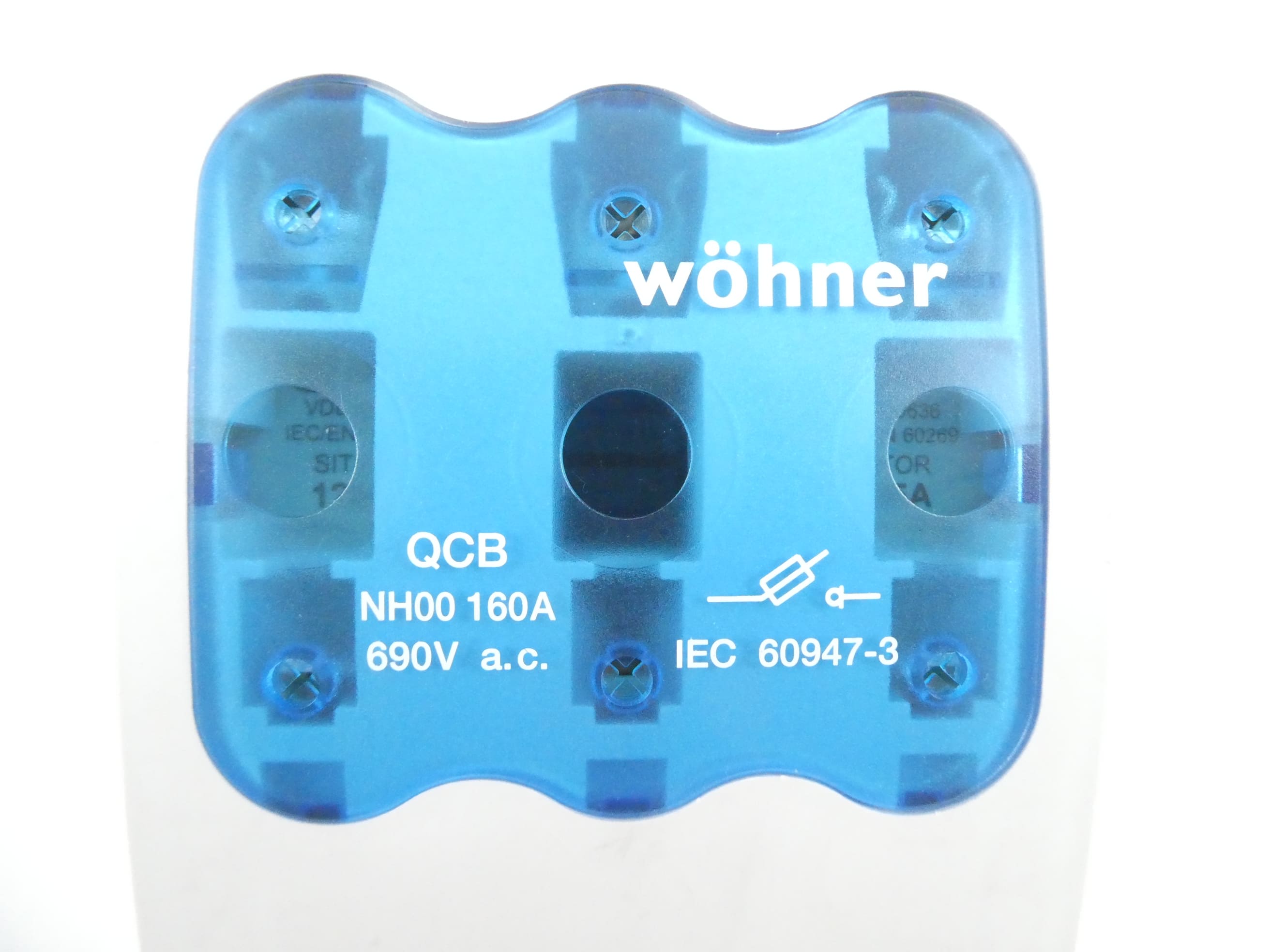WÖHNER QCB-NH00 NH-SICHERUNGS-LASTTRENNSCHALTER 160A + 2x SIEMENS 3NE8022-1 SICHERUNG
