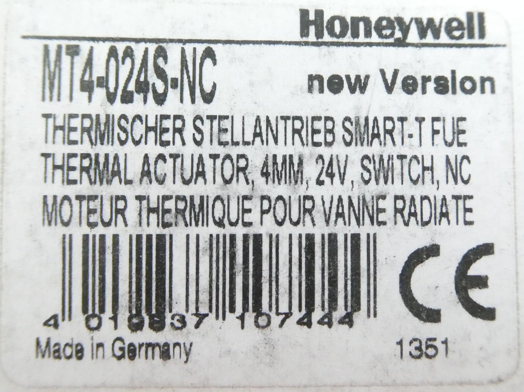 HONEYWELL MT4-024S-NC THERMISCHER STELLANTRIEB 24V 4MM