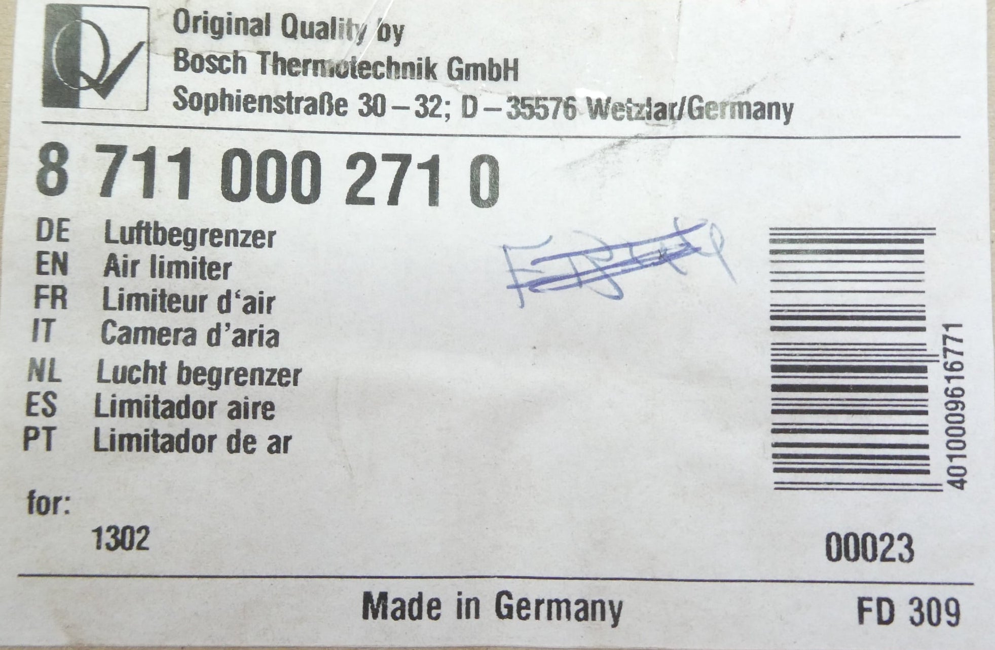 BOSCH 87110002710 LUFTBEGRENZER
