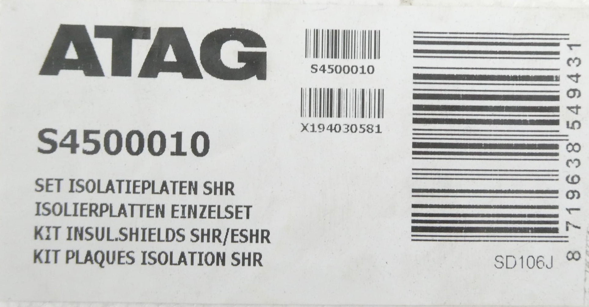 ATAG S4500010 ISOLIERPLATEN EINZELSET
