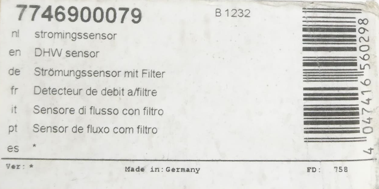 Bosch / Nefit 7746900079 Strömungssensor mit Filter