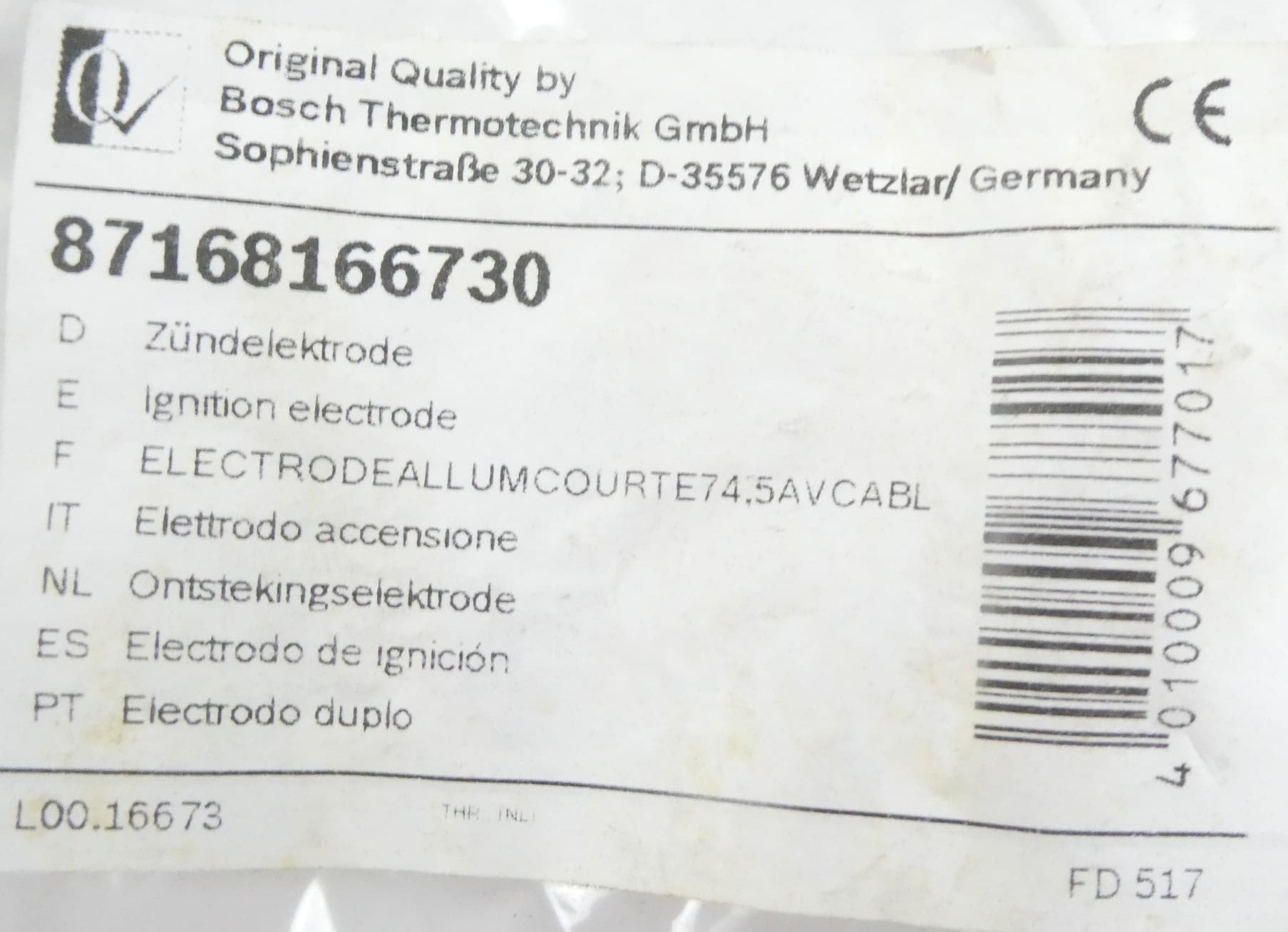 Bosch 87168166730 Zündelektrode
