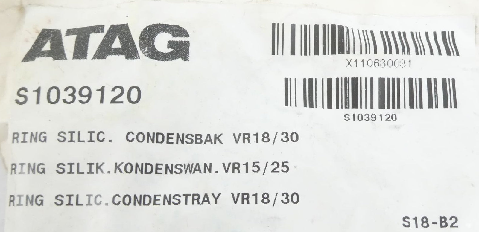 ATAG S1039120 Dichtung VR18/30