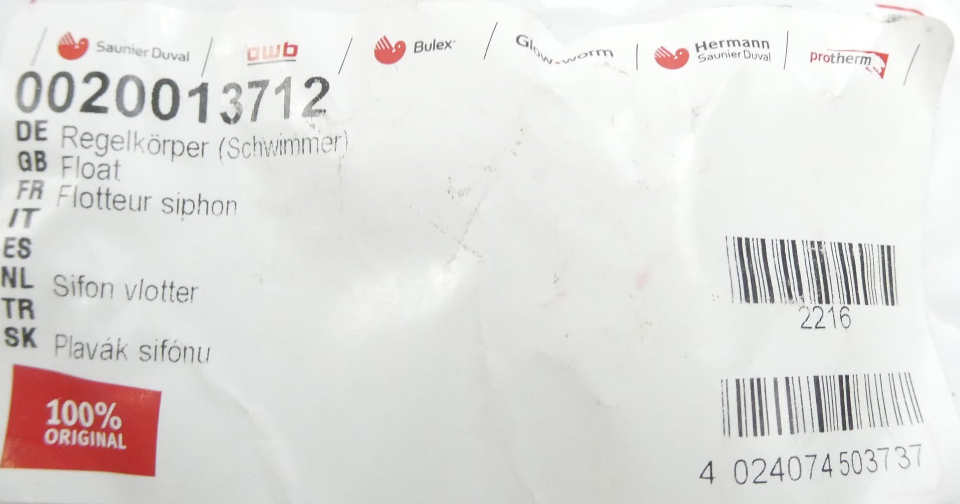 Saunier Duval 0020013712 Schwimmer für Siphon