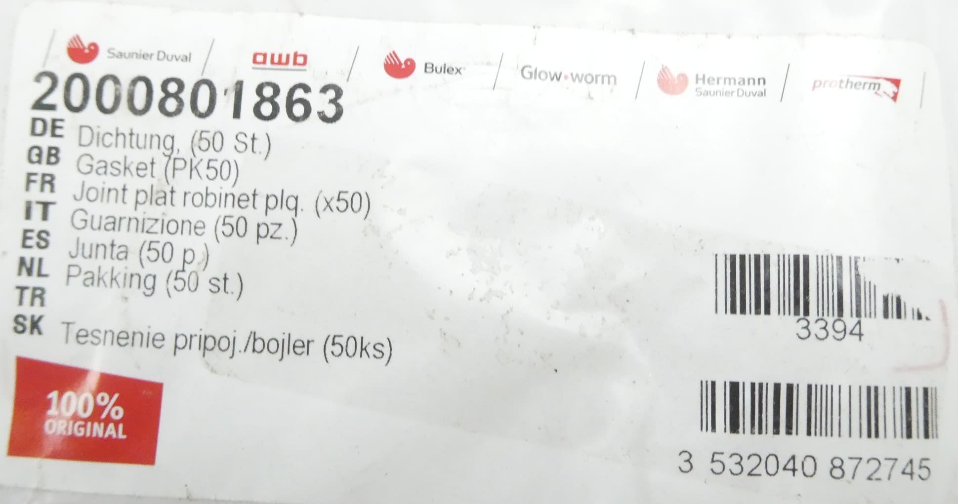 Saunier Duval 2000801863 Dichtung set of 50
