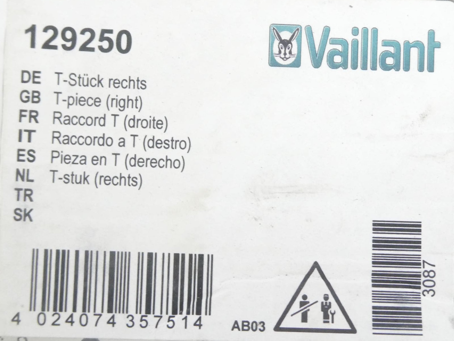 Vaillant 129250 T-Stück rechts