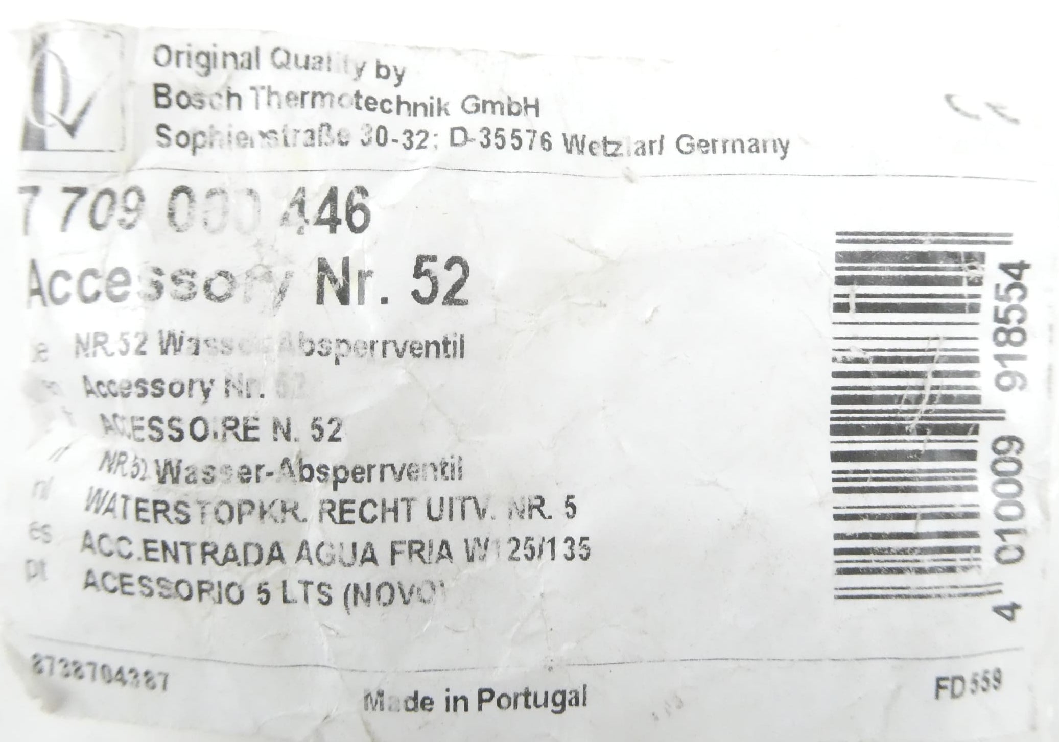 Bosch 7709000446 Wasserabsperrventil Nr.52