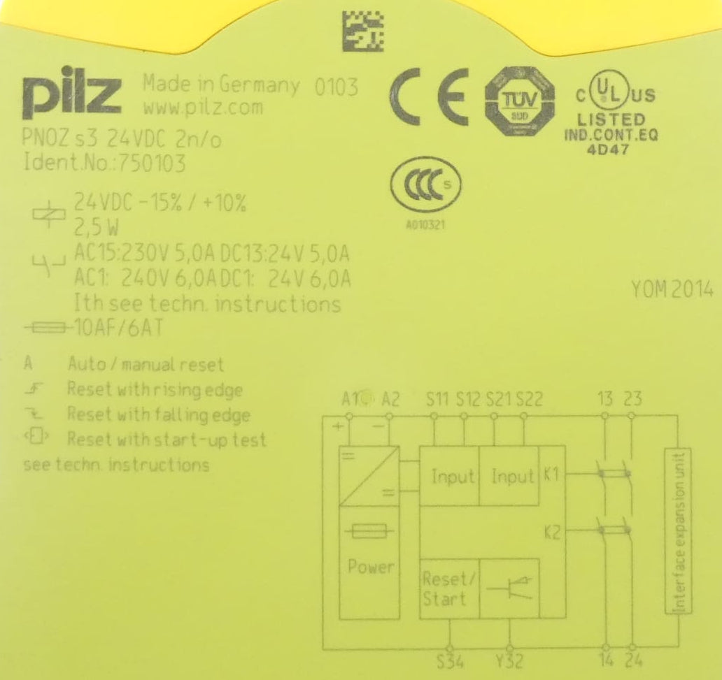Pilz 750103 PNOZ s3 24VDC 2n/o Sicherheitsrelais