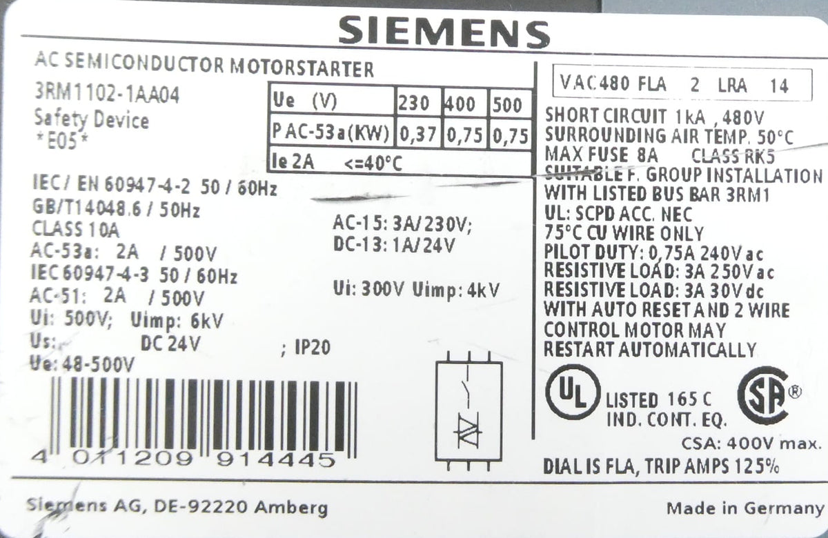 Siemens SIRIUS 3RM1102-1AA04 Direktstarter *E05*