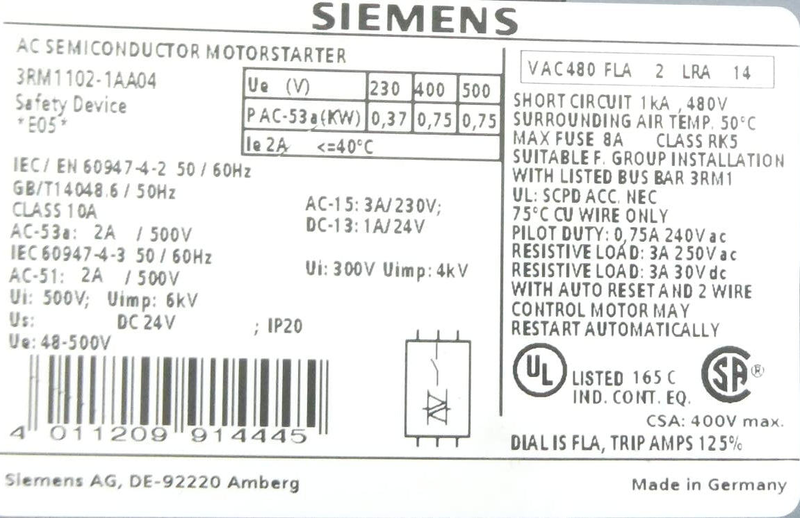 Siemens SIRIUS 3RM1102-1AA04 Direktstarter  *E05*