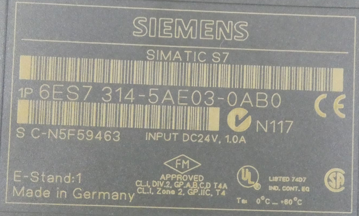 Siemens SIMATIC S7-300 6ES7314-5AE03-0AB0 CPU