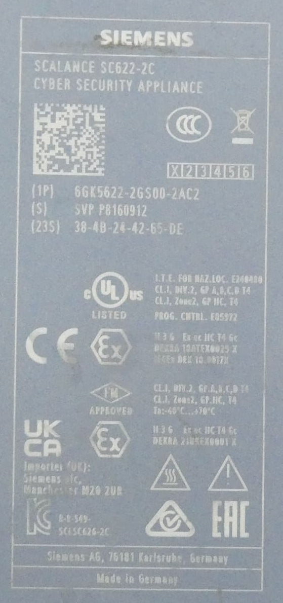 Siemens Scalance SC622-2C 6GK5622-2GS00-2AC2 Security Appliance