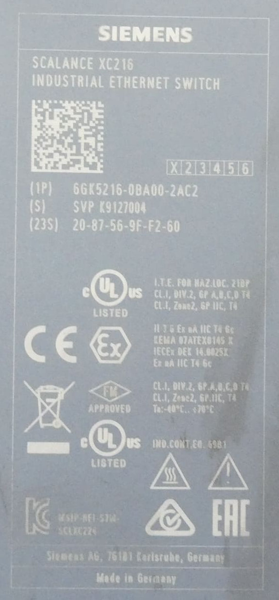 Siemens Scalance XC216 6GK5216-0BA00-2AC2 Ethernet Switch