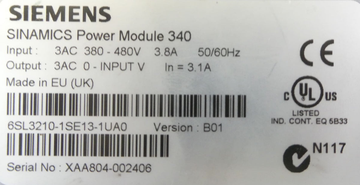 Siemens 6SL3210-1SE13-1UA0 SINAMICS Umrichter PM340