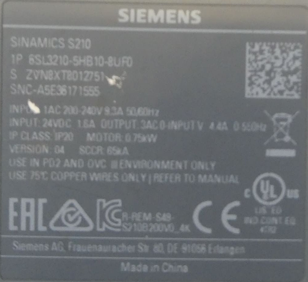 Siemens 6SL3210-5HB10-8UF0 SINAMICS S210 Servoantrieb