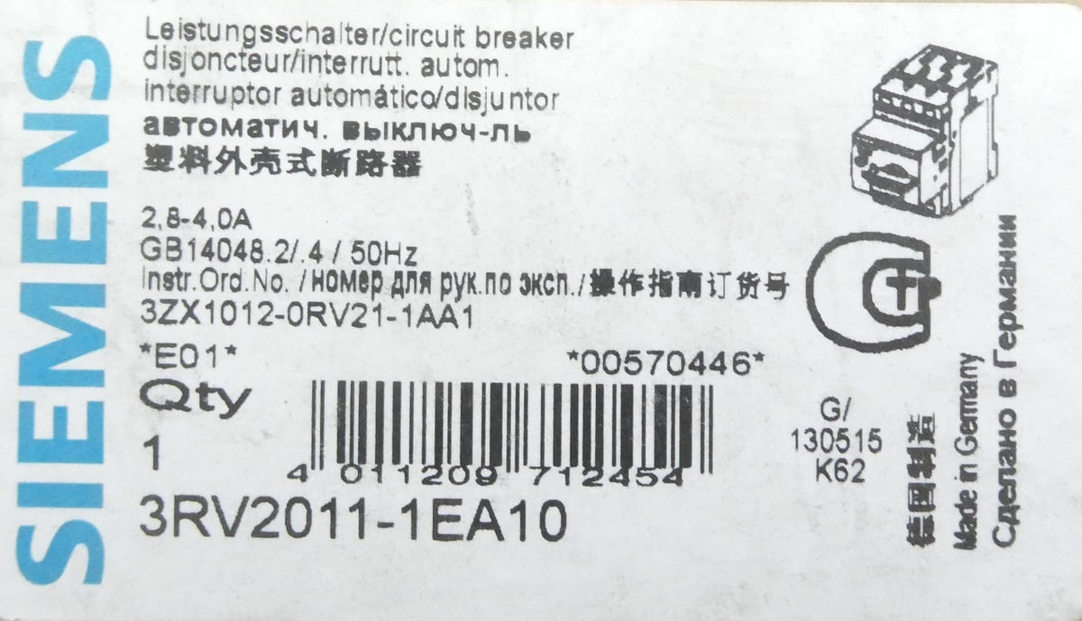 Siemens 3RV2011-1EA10 Leistungsschalter