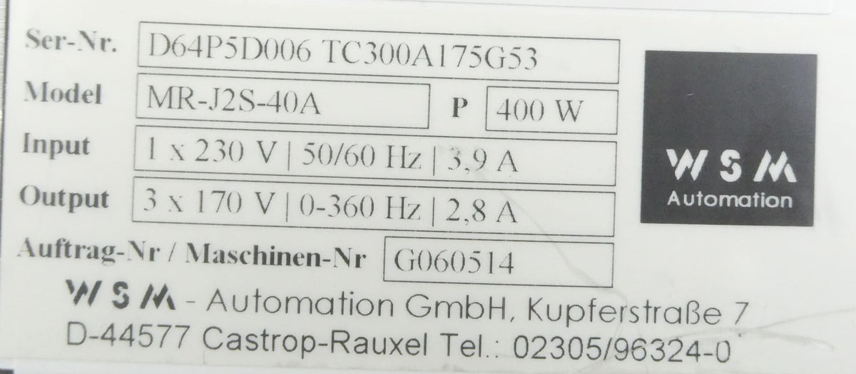 WSM-Automation MR-J2S-40A Servoregler