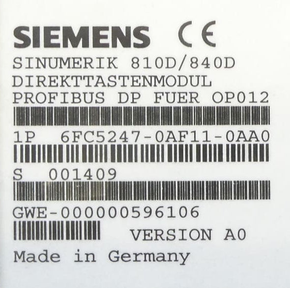 Siemens 6FC5247-0AF11-0AA0 Direkttastenmodul Profibus DP