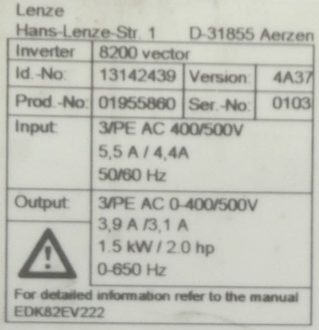 Lenze 13142439 Frequenzumrichter E82EV152_4C000
