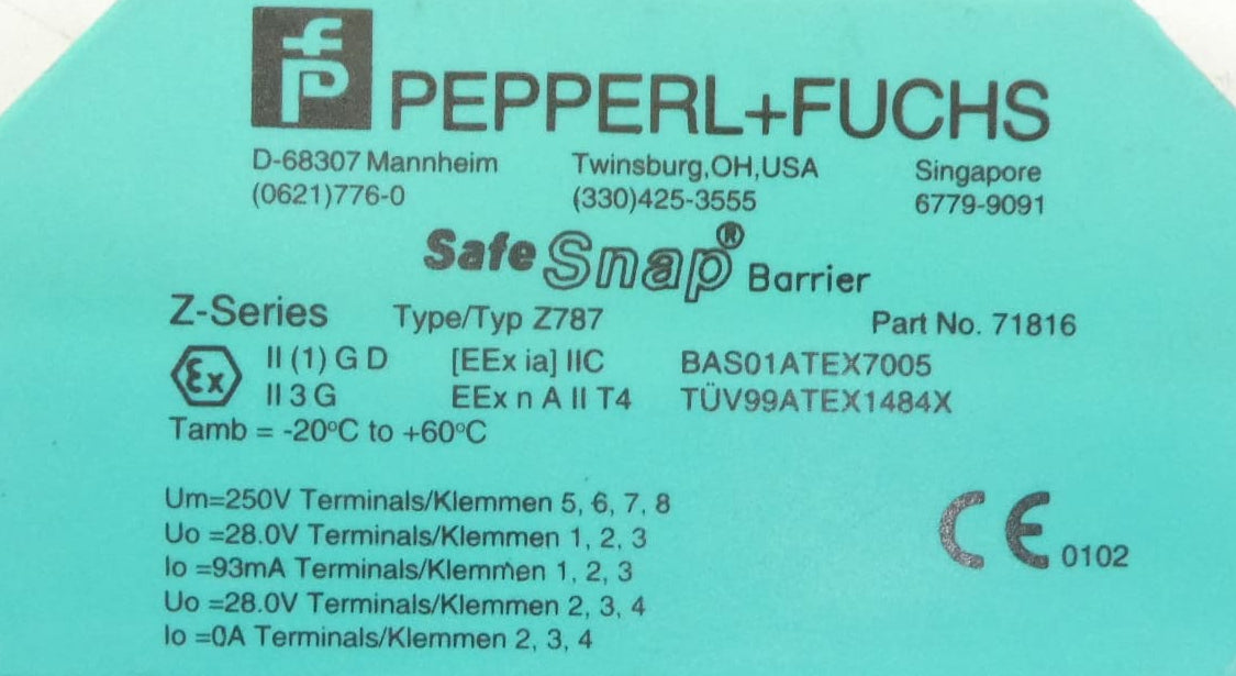Pepperl+Fuchs 71816 Snap Barrier Z-Series Z787